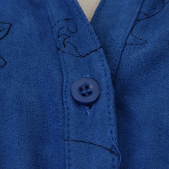 Plus size Vintage 90s Blue‎ Polyester Embroidered Shirt size 1X - Picture 8 of 10